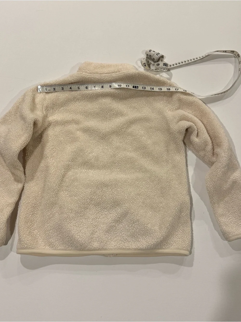 Uniqlo Kids Fluffy Yarn Fleece Full Zip Jacket Size 13 Cream Sherpa Stand Collar